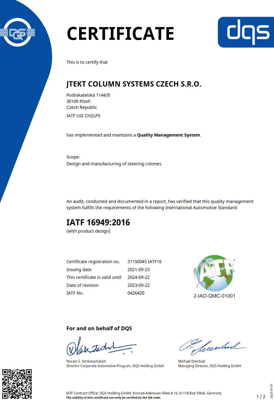 About – JTEKT COLUMN SYSTEMS CZECH S.R.O.